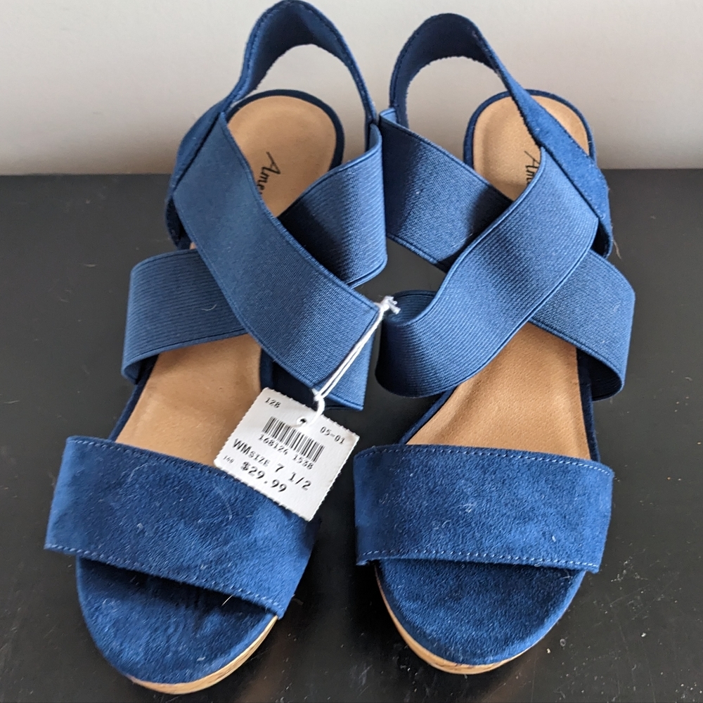 Strappy Navy Wedges